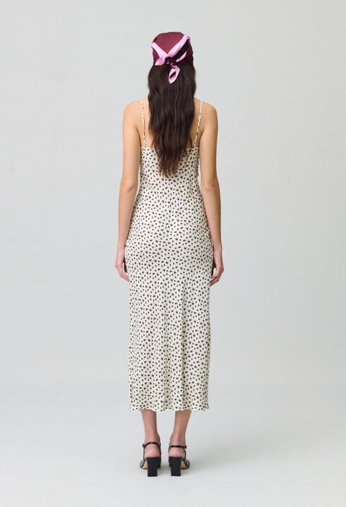 Vestido largo satinado estampada