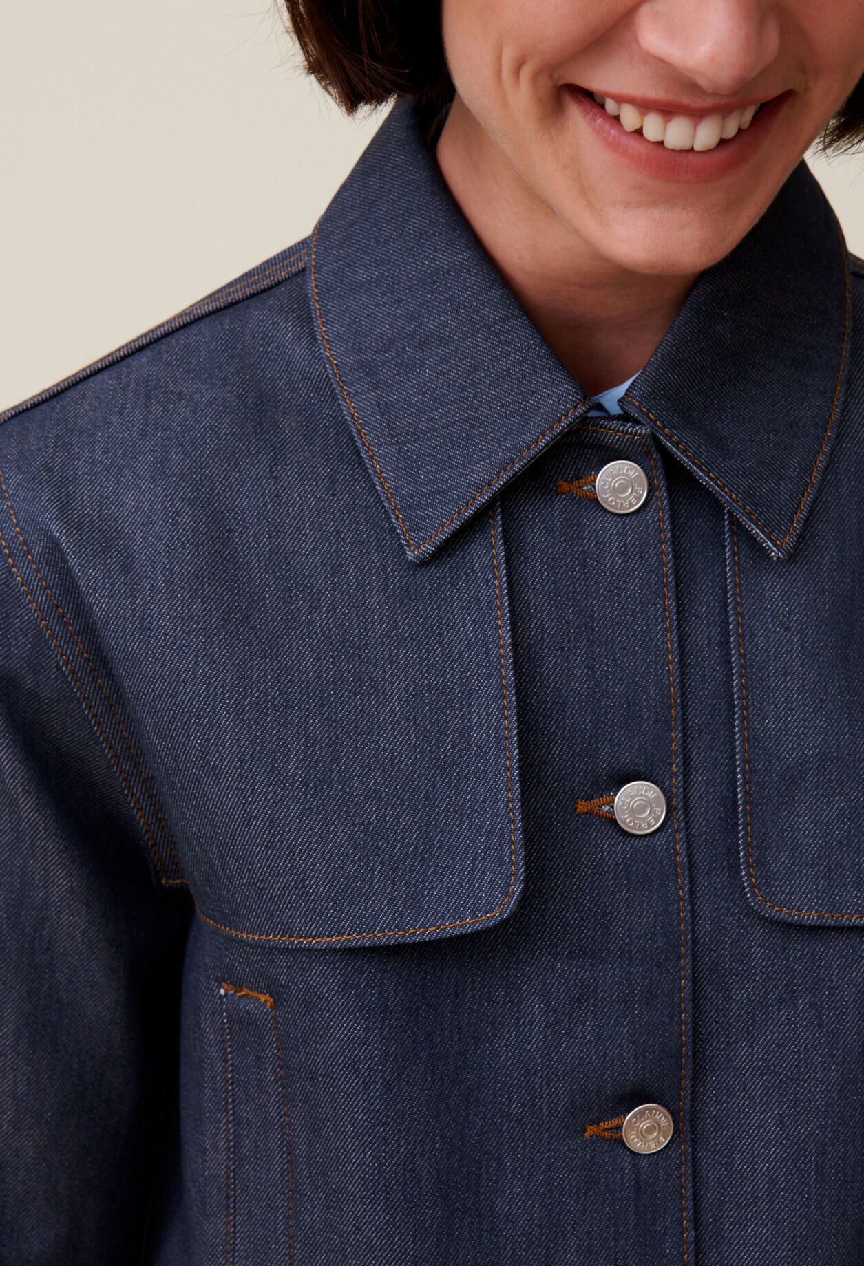 Chaqueta denim oscuro ancha
