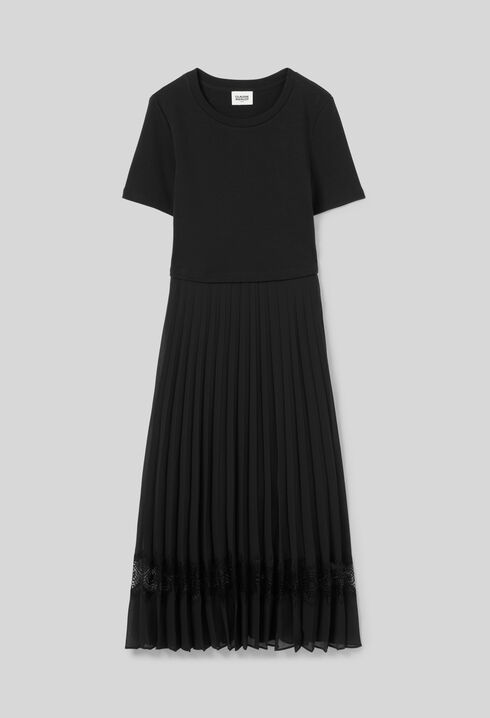 Vestido midi Twist bimaterial negro