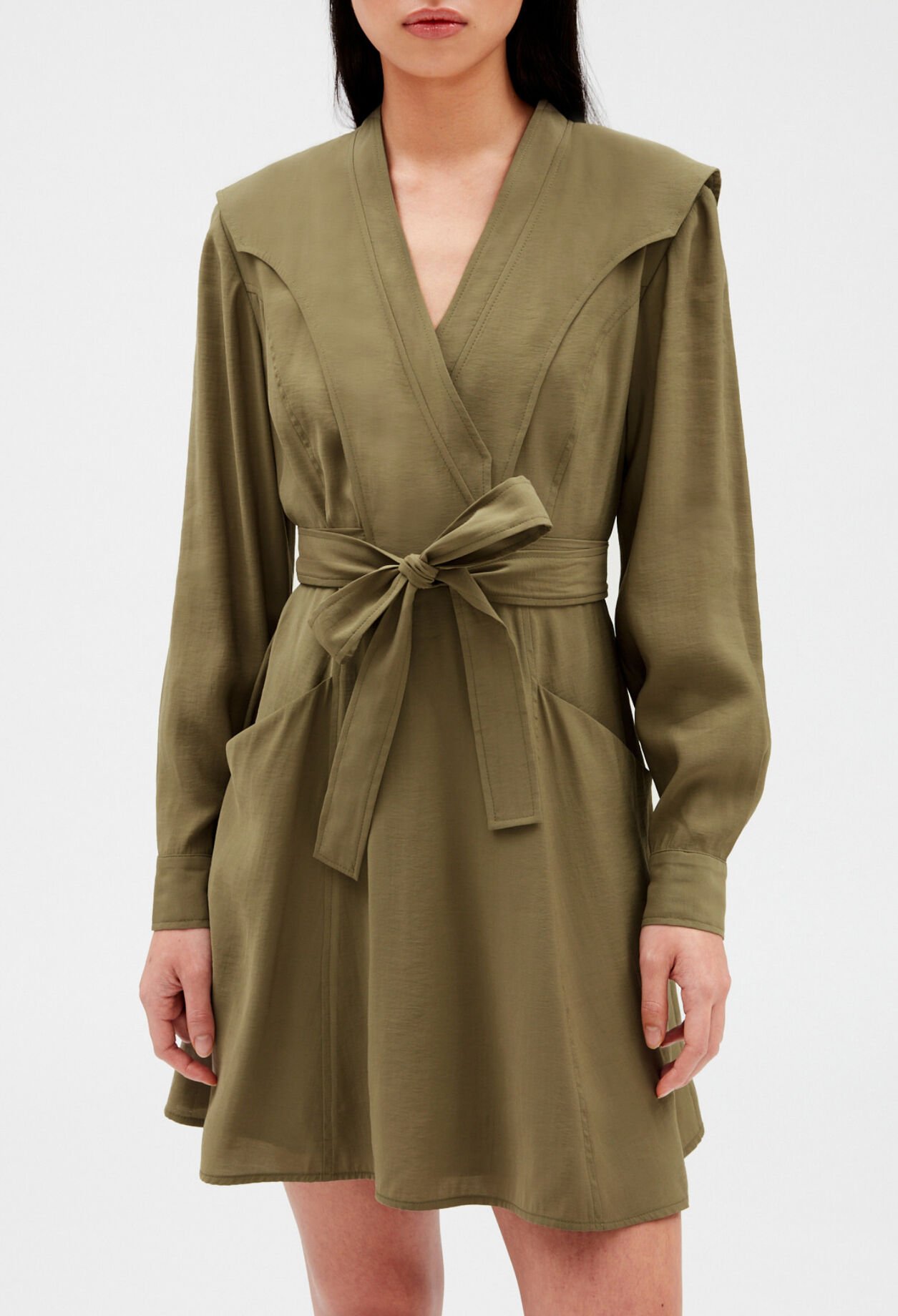Vestido corto para anudar caqui