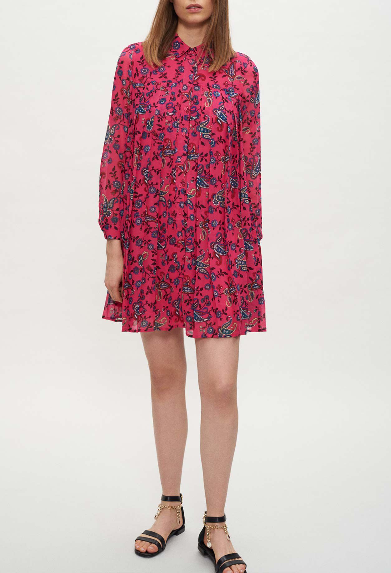 Vestido camisero estampado de cachemira