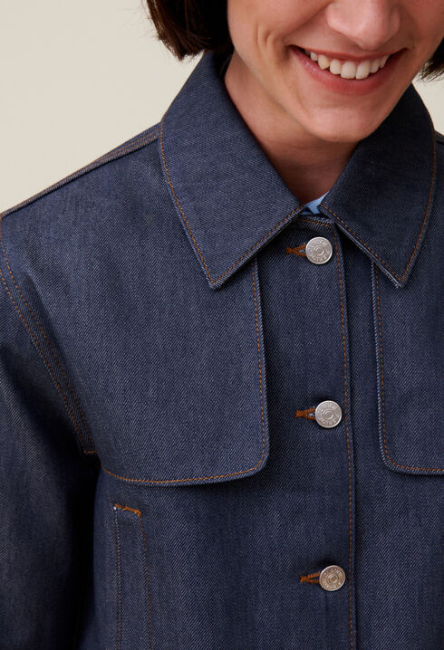 Chaqueta denim oscuro ancha