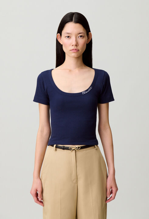 Camiseta de algod&oacute;n bordada