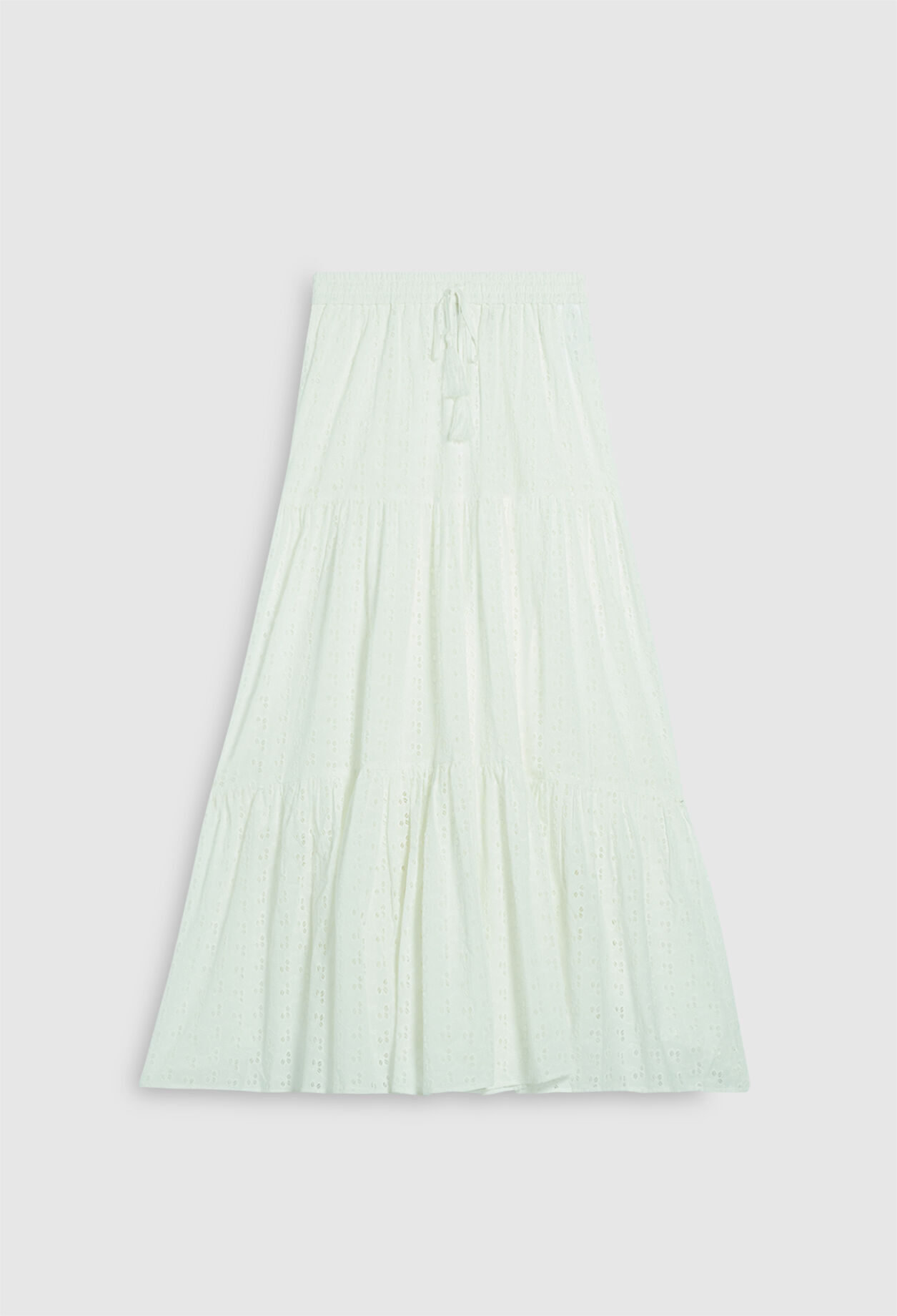 Falda midi bordada de algodón bio