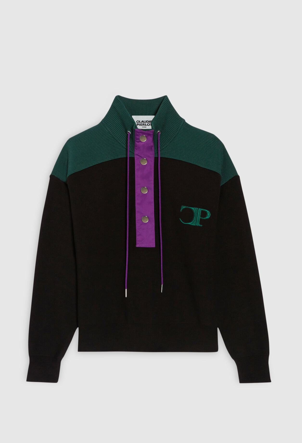 Sudadera de cuello alto abotonado