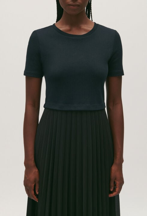 Vestido Teli largo de dos materiales