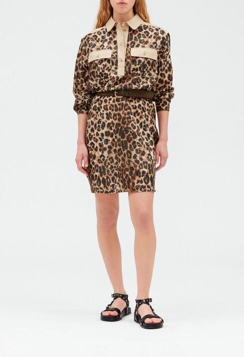 Vestido camisero midi de leopardo