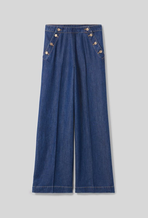 Pantalón vaquero ancho con botones
