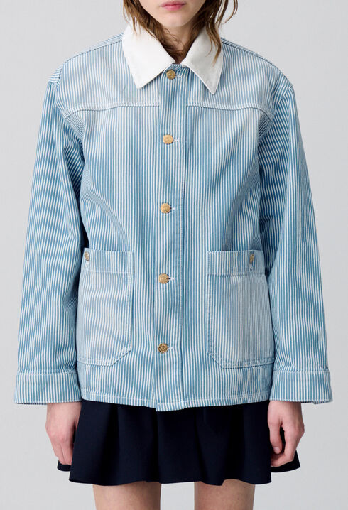 Chaqueta de gabardina vaquera a rayas