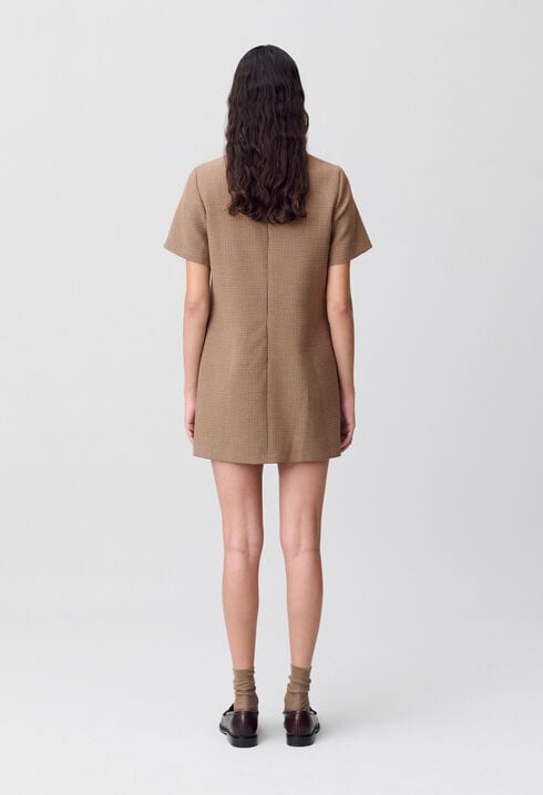 Vestido recto con cuero