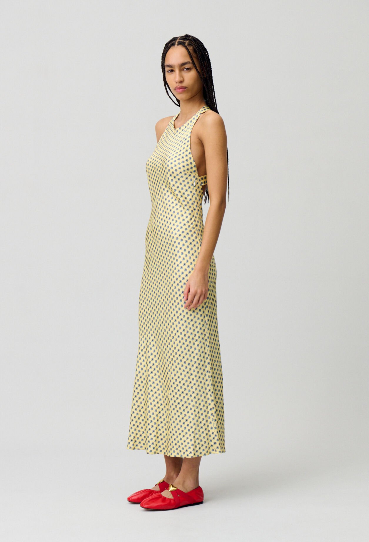 Vestido largo de raso