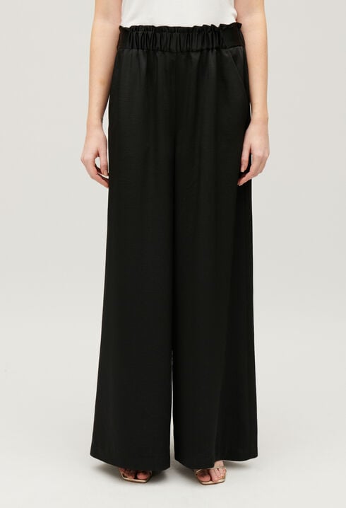 Pantalón ancho con cintura fruncida