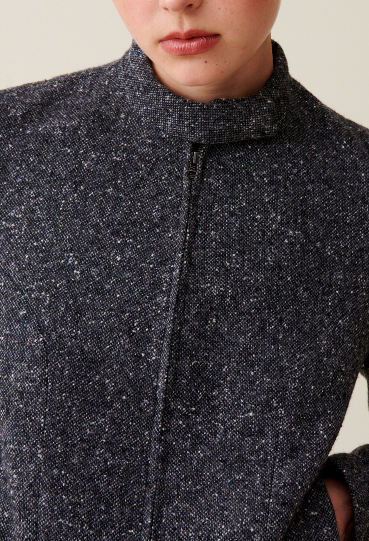 Chaqueta corta gris lana mezclada