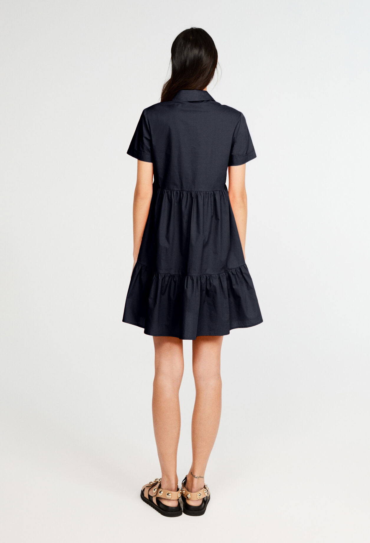 Vestido acampanado sin manga algodón