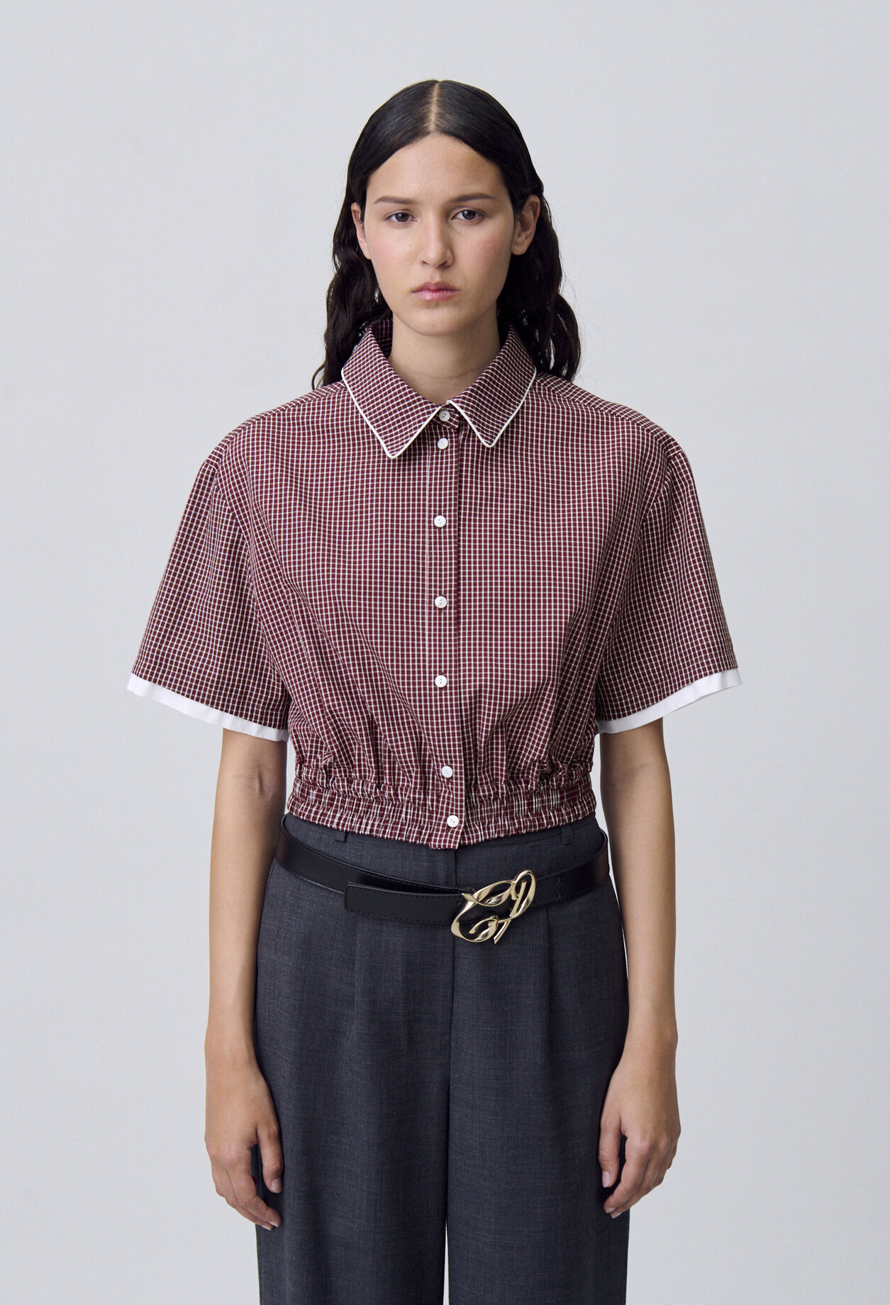 Camisa corta de cuadros