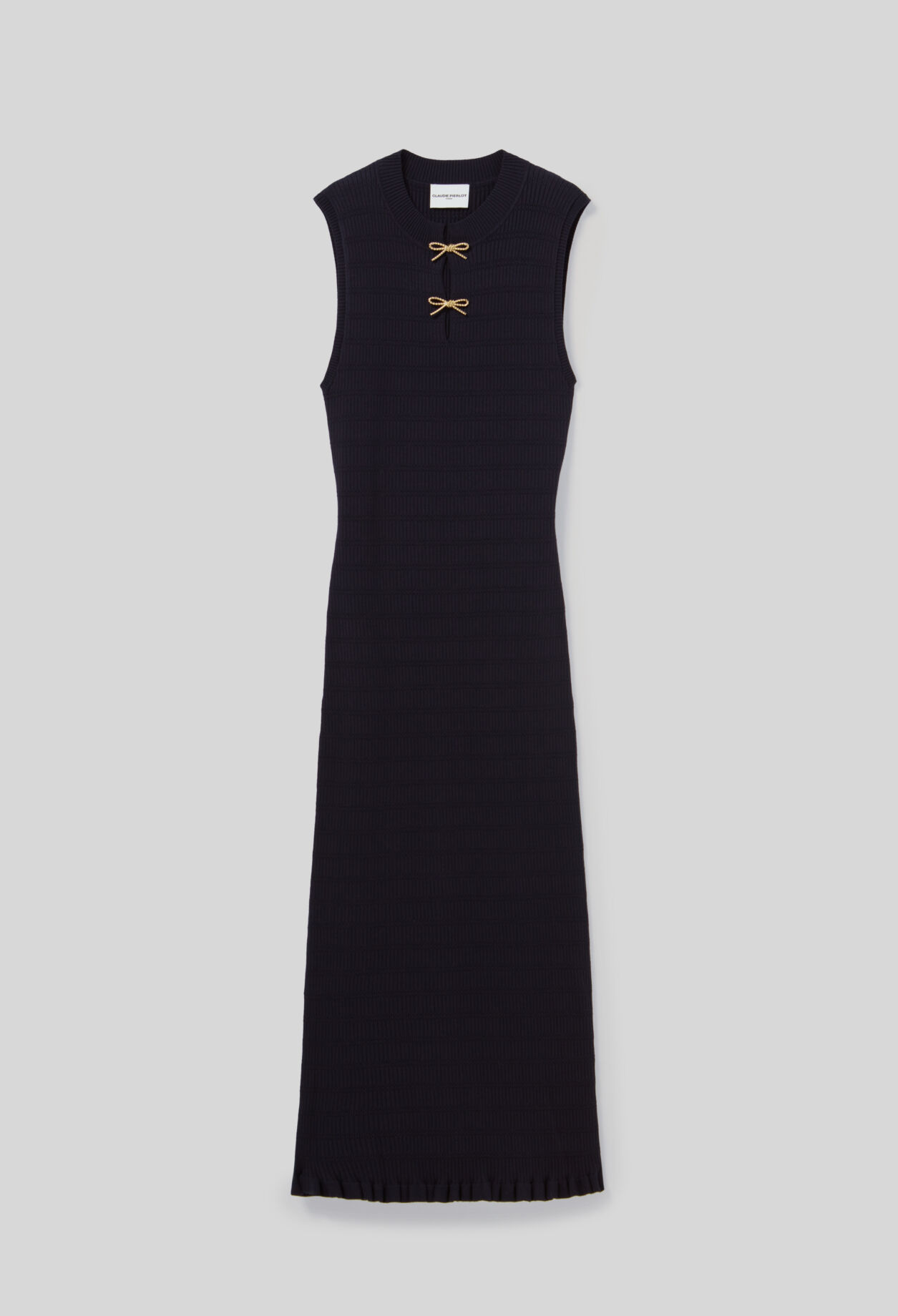 Vestido largo punto fino lazos