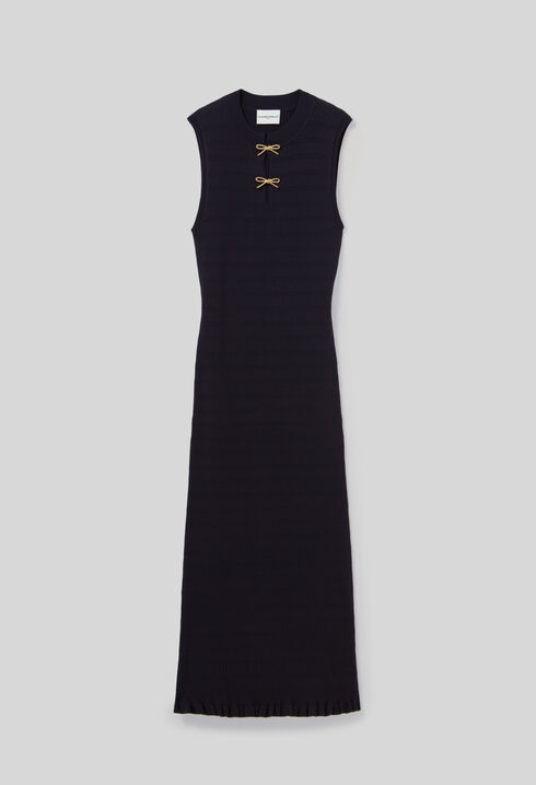 Vestido largo punto fino lazos