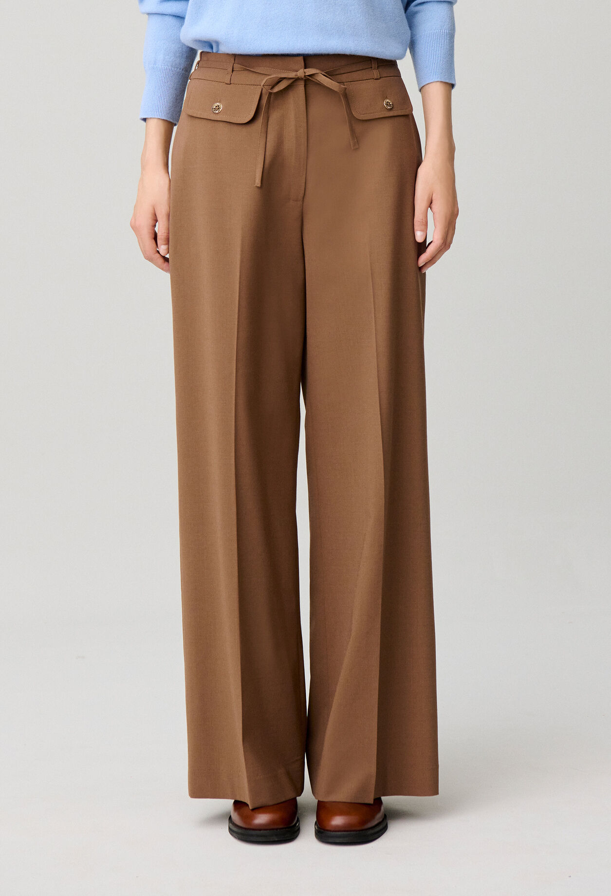Pantal&oacute;n ancho mezcla de lana