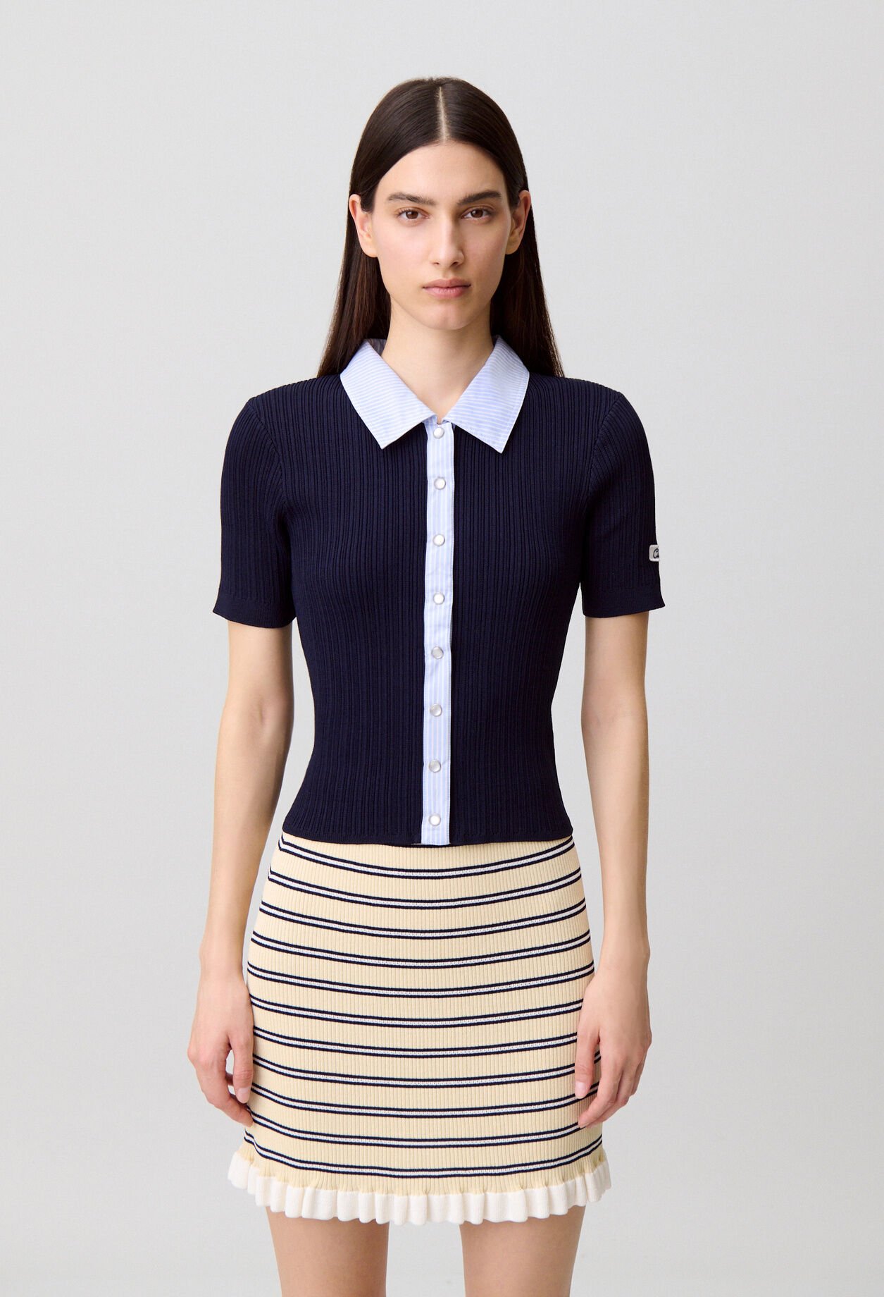 C&aacute;rdigan bimateria de rayas