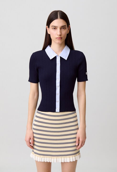 C&aacute;rdigan bimateria de rayas