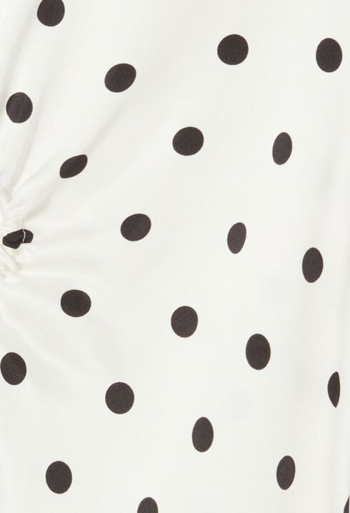 Vestido largo satinado de lunares