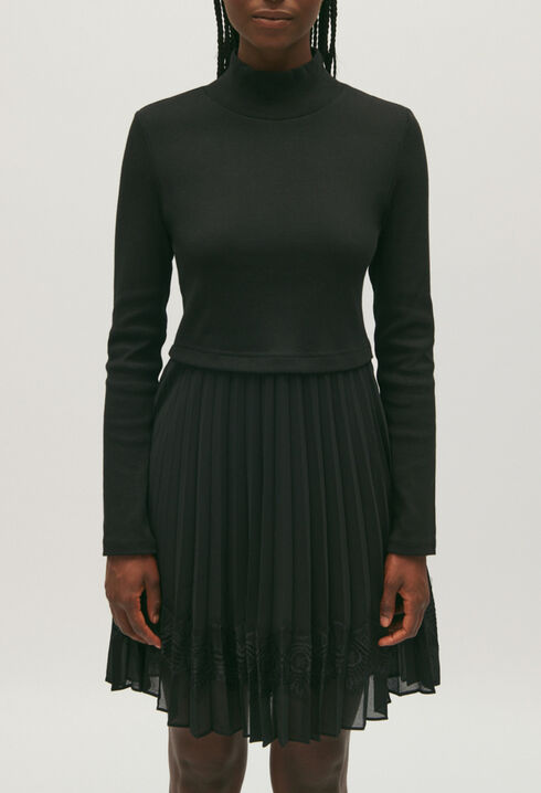 Vestido Twist corto plisado negro 