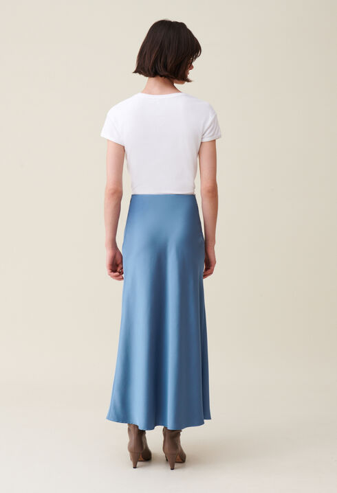 Falda midi fluida satinada