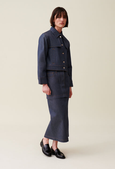 Chaqueta denim oscuro ancha