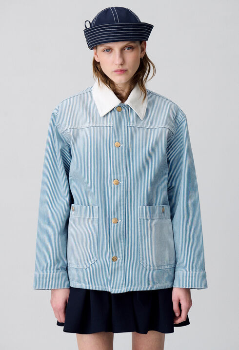 Chaqueta de gabardina vaquera a rayas