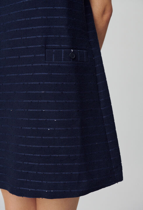 Vestido corto recto a rayas