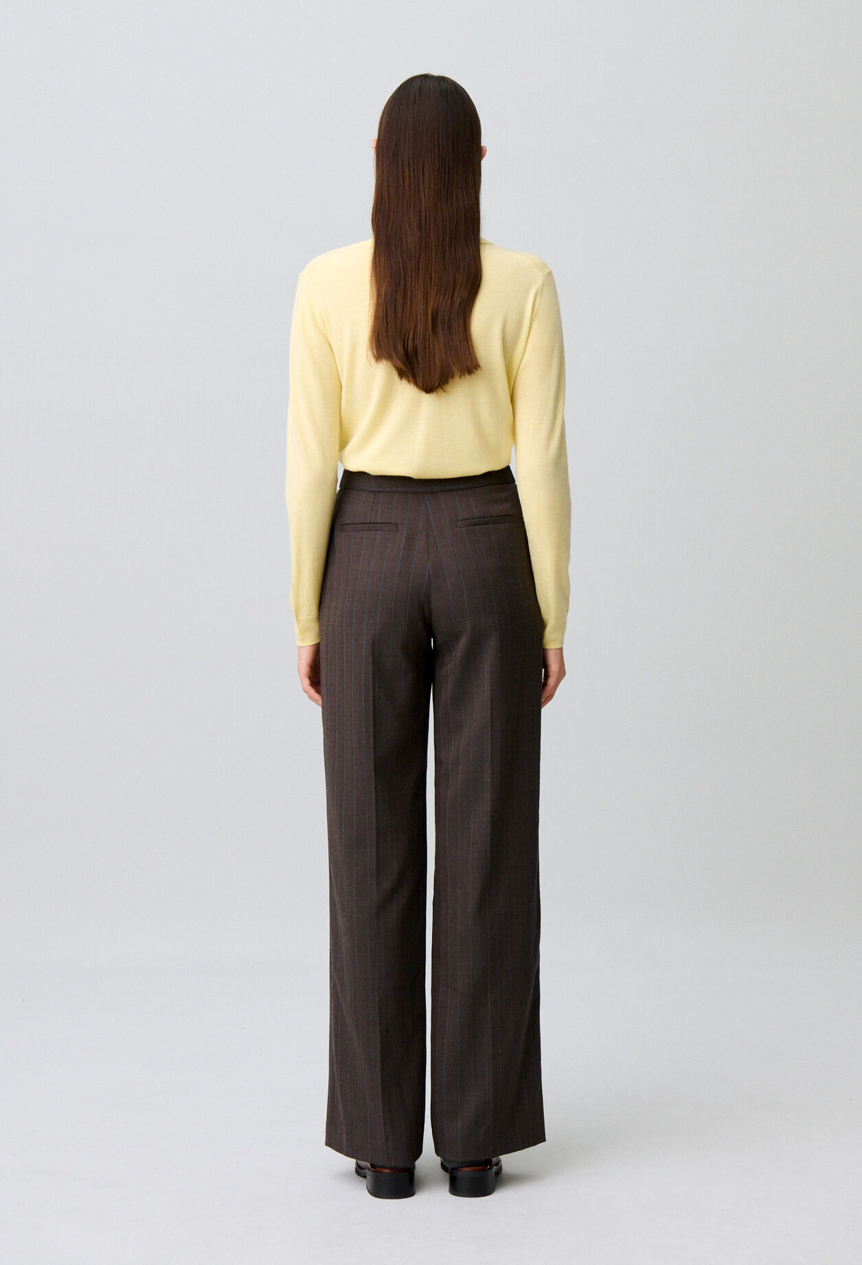 Pantal&oacute;n recto lana mezcla a rayas