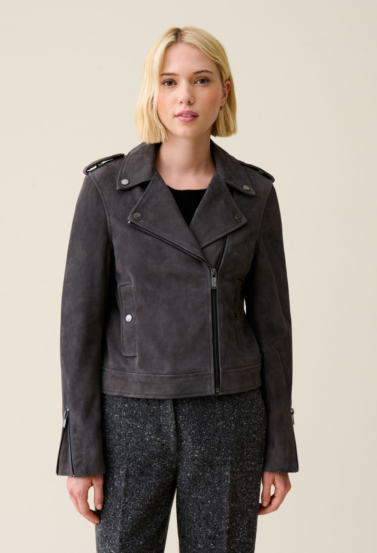 Chaqueta biker de ante