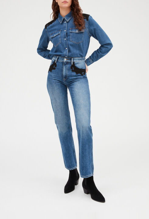 Camisa vaquera azul medio