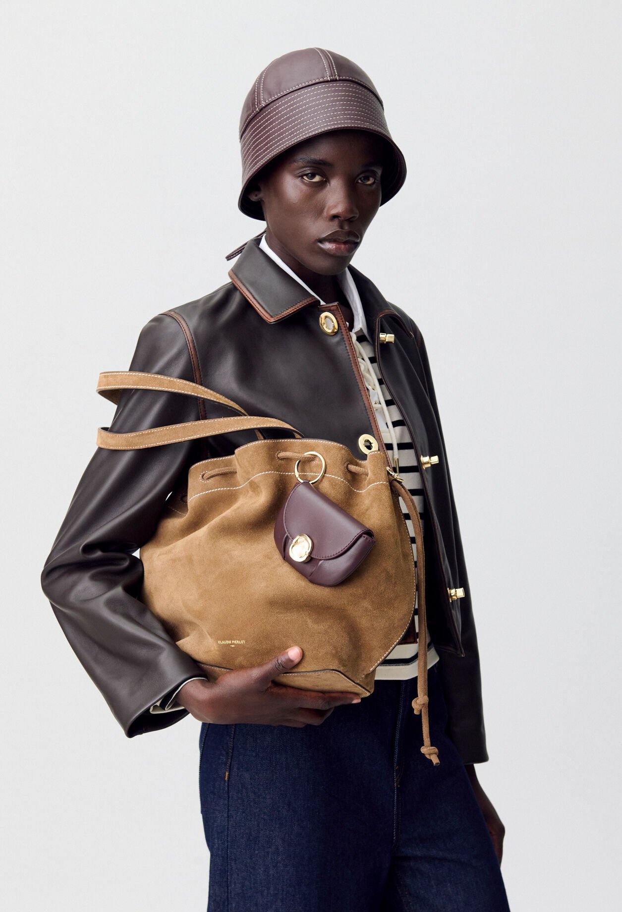 Bolso tote de cuero de ante