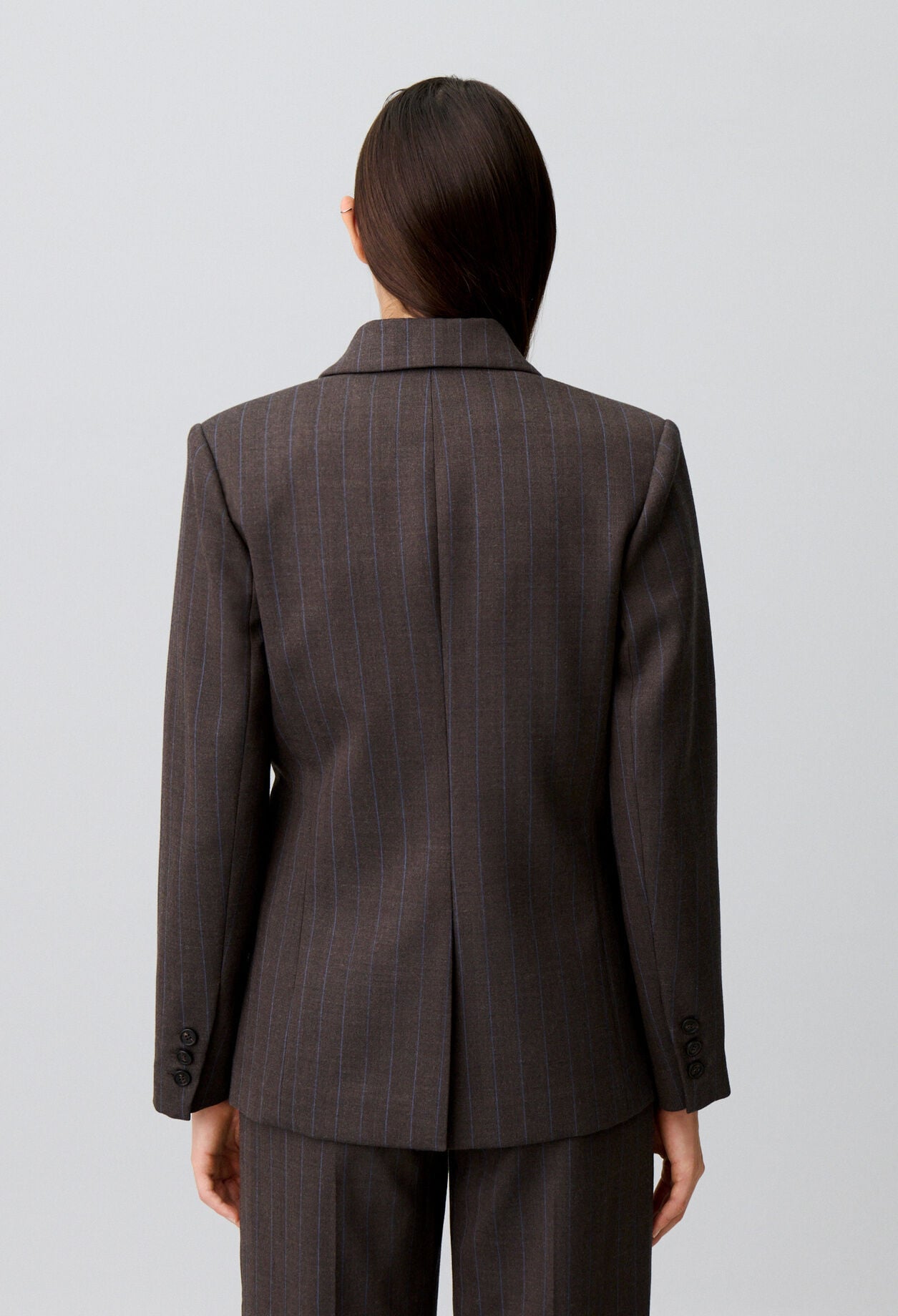 Chaqueta recta rayas doble hebilla