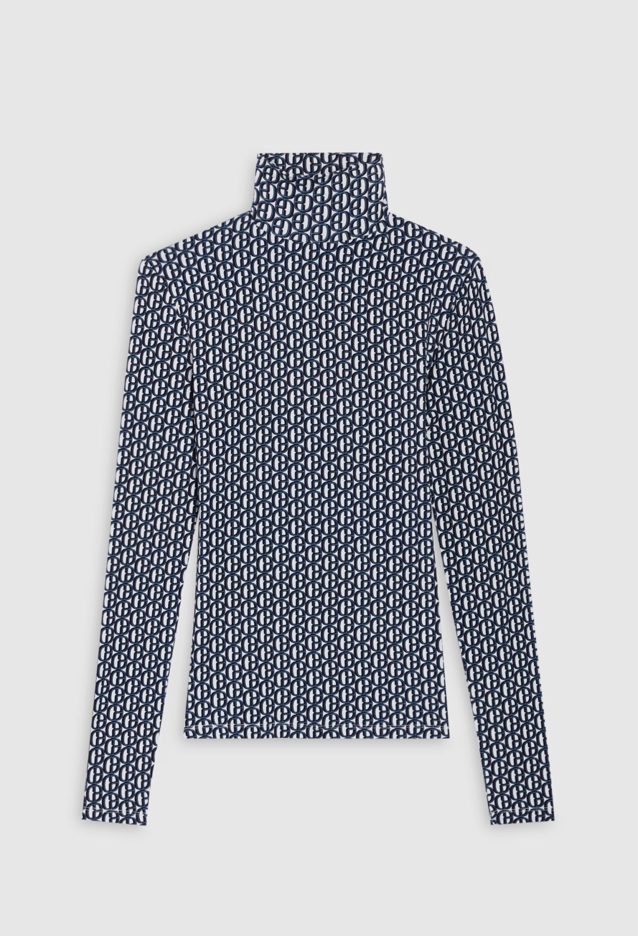 Camiseta cuello alto con monograma azul 