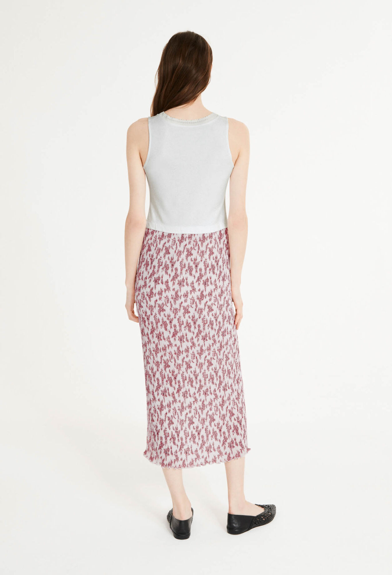 Vestido bimaterial plisado