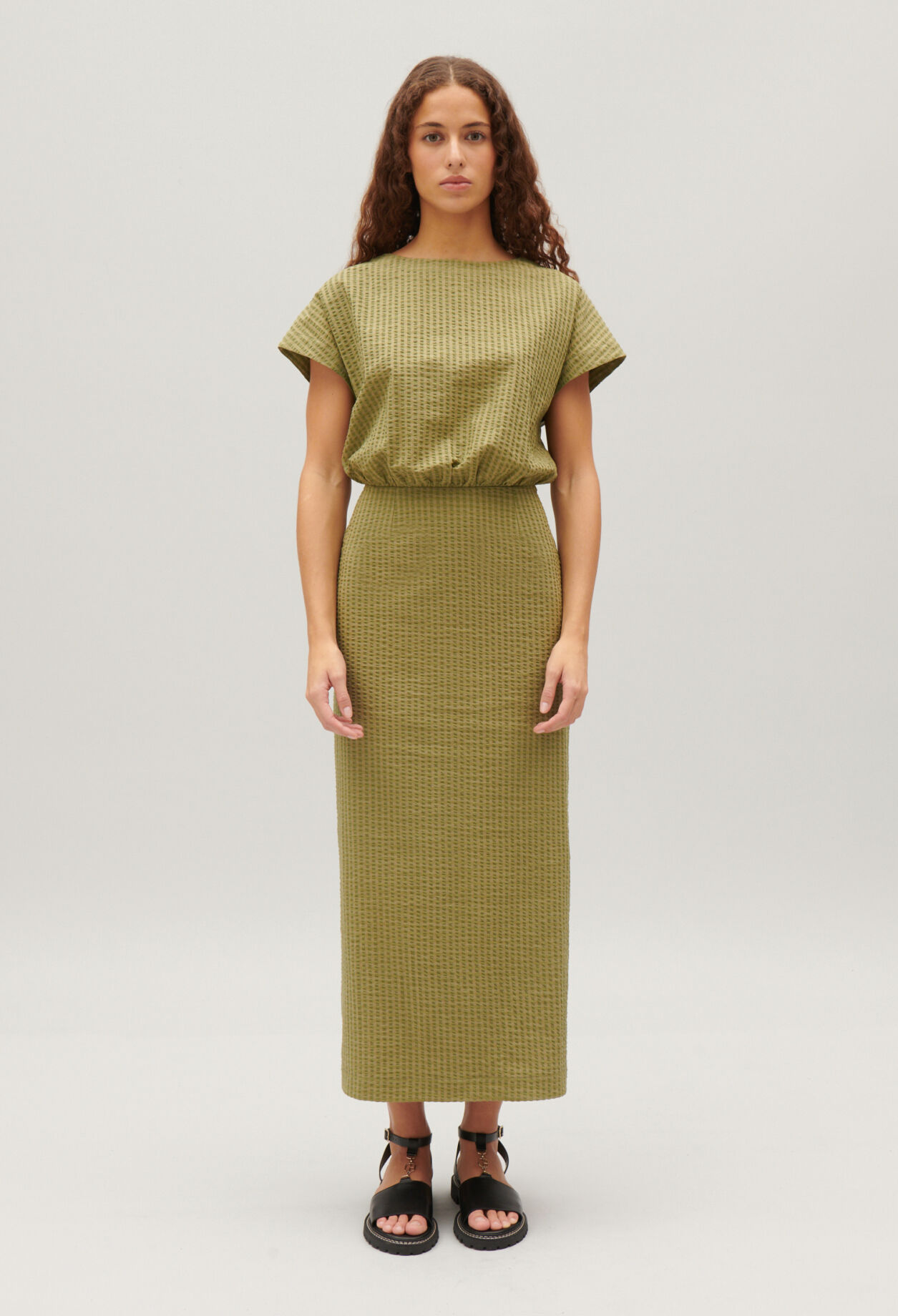 Vestido midi rayas
