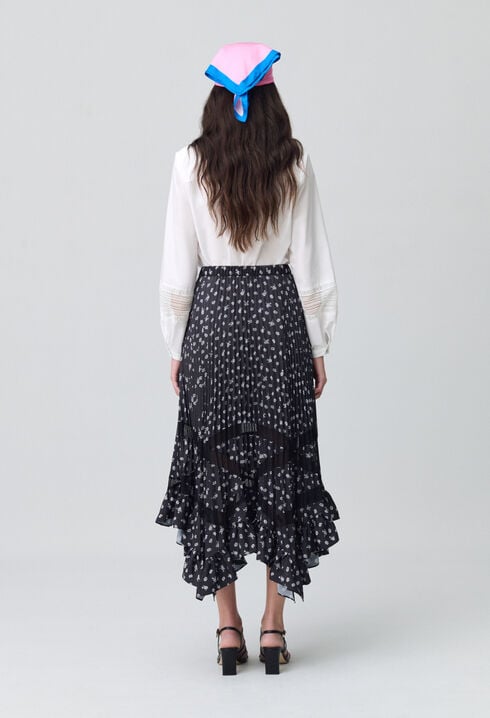 Falda plisada asimétrica estampada