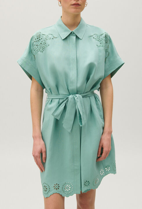 Vestido camisero corto bordados ingleses