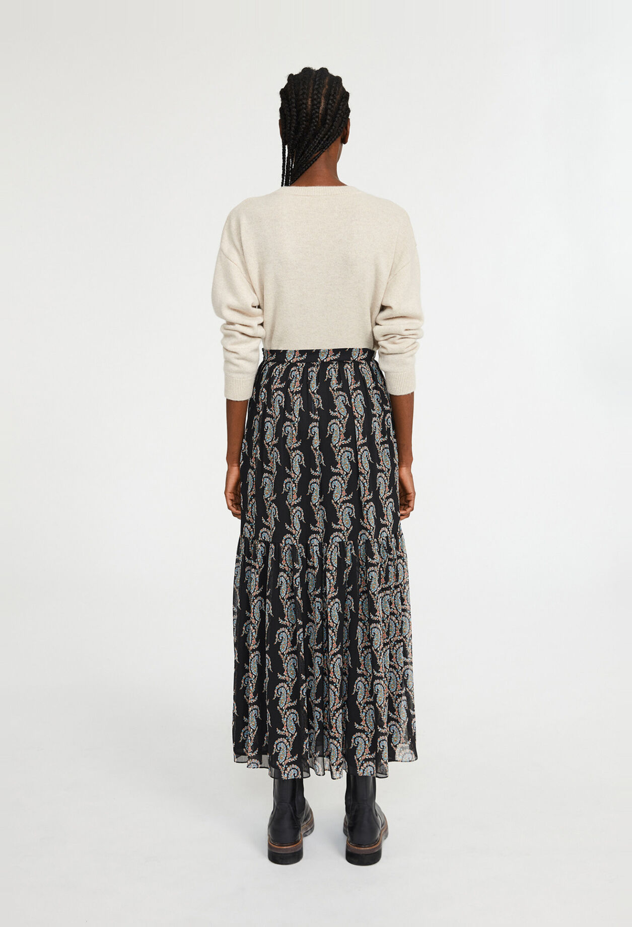 Falda larga con estampado de cachemir