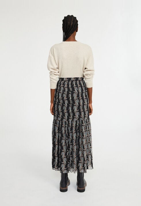 Falda larga con estampado de cachemir