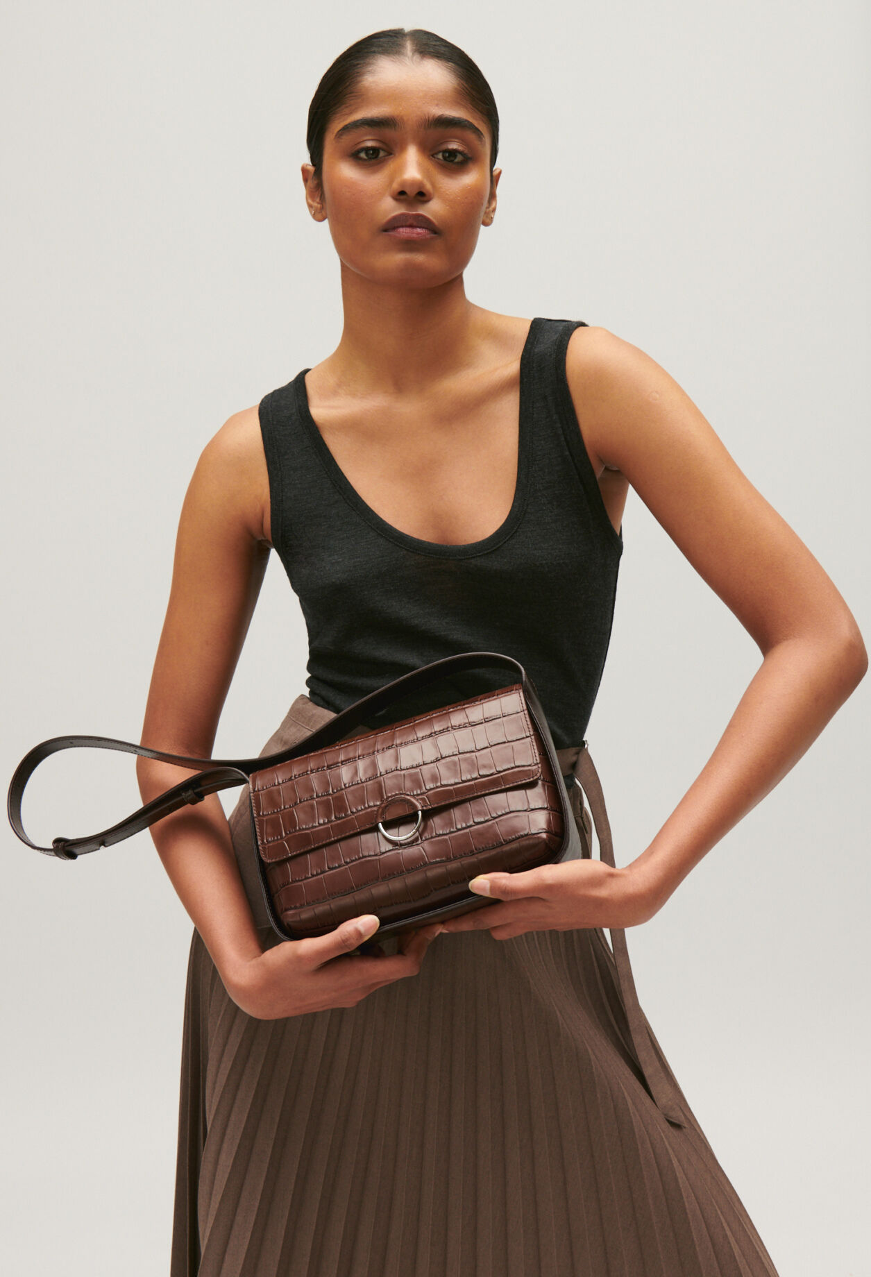 Bolso marrón bicolor Alix