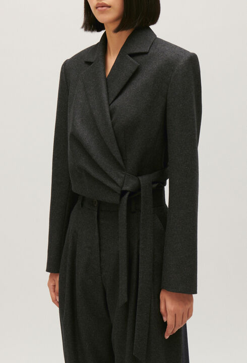 Chaqueta de traje corta gris chiné