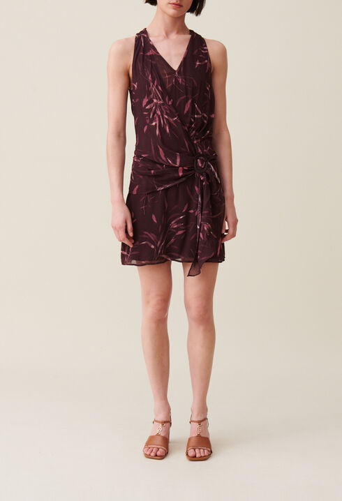 Vestido corto fluido sin mangas forrado