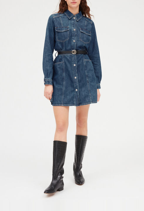 Vestido corto denim mid blue