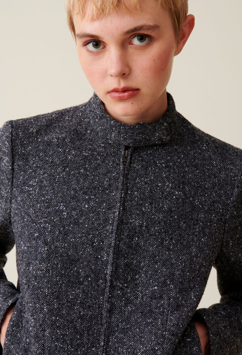 Chaqueta corta gris lana mezclada