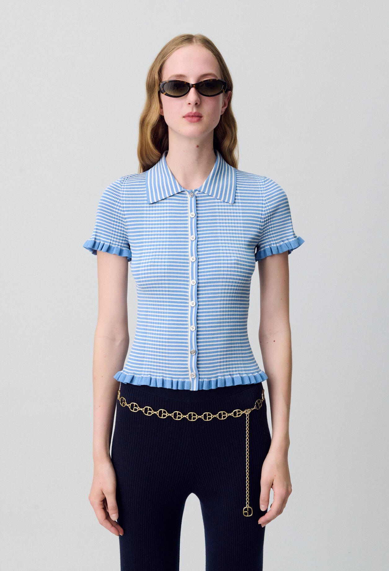 Polo de rayas abotonado