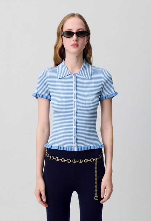 Polo de rayas abotonado