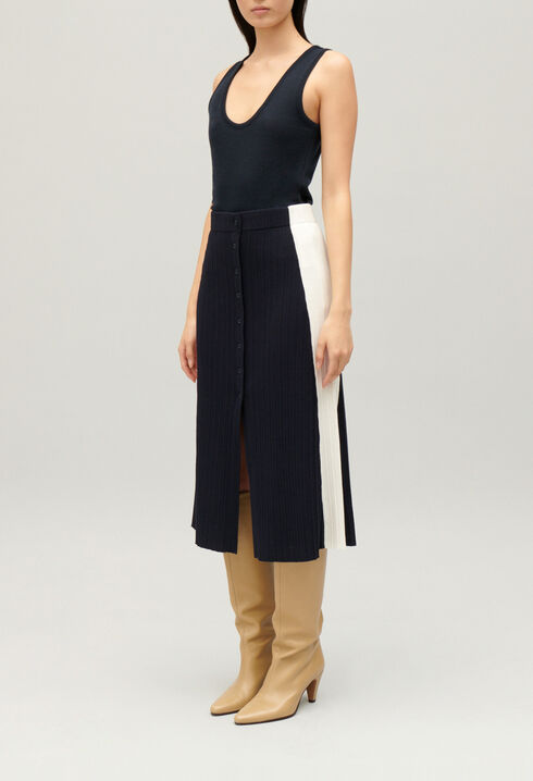 Falda midi bicolor